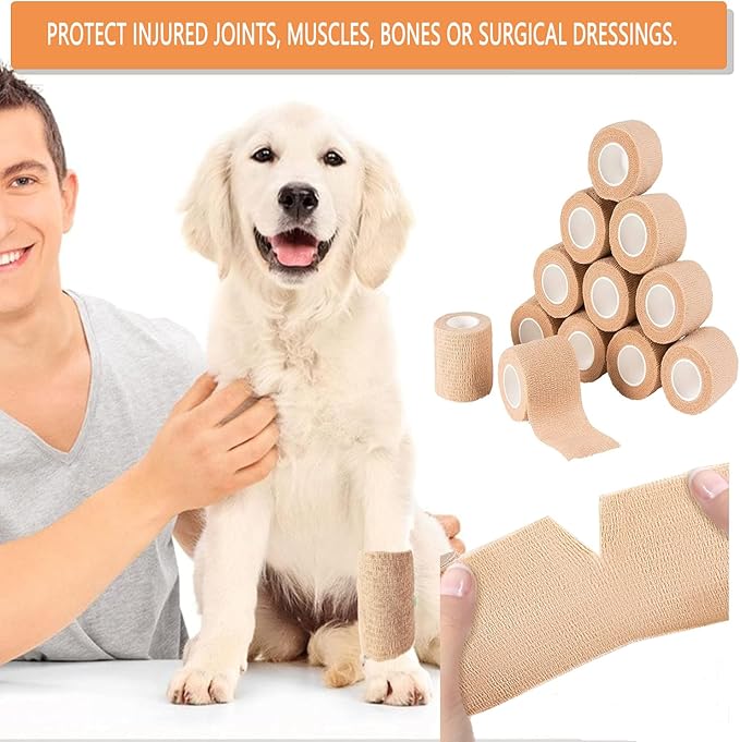 Self Adhesive Tape Wrap 15Rolls,Non-Woven Self Adherent Vet Wrap Tape,5CM x 5Yard | Cohesive Bandage Tape for Wrist &amp; Ankle,Elastic Grip Cover (Skincolor-15Rolls)