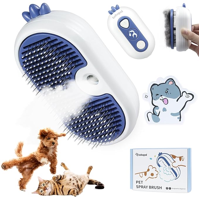 Cat Steam Brush, 3-in-1 Pet Steam Brush for Cats Shedding &amp; Grooming, Brushes for Indoor Cats, Anti-Static Hair Removal Comb with Water Tank, Gentle Grooming Supplies for Long &amp; Short Hair