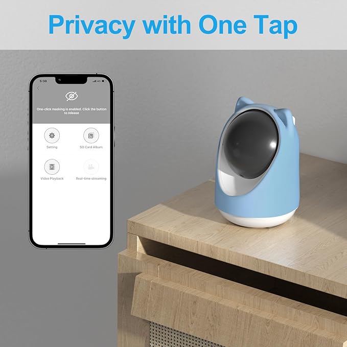 Security Camera Indoor,Wi-Fi &amp;Two-Way Audio,Indoor Camera for Home,Baby/Dog/Cat/Pet Camera with Phone app,Night Vision,Motion Tracking, Compatible with Alexa (Blue)