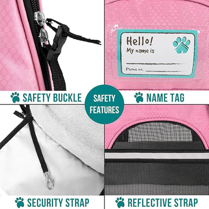 PetAmi Airline Approved Pet Carrier for Cat, Soft Sided Dog Carrier for Small Dogs, Cat Travel Supplies Accessories for Indoor Cats, Ventilated Pet Carrying Bag Medium Large Kitten Puppy, Large Pink
