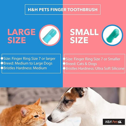 H&amp;H Pets Dog Finger Toothbrushes - Professional Pet Finger Dental Brush Set for Dogs Puppies Cats, Soft Bristles, Size Small 4 Count-Silicon