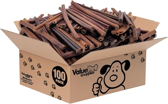 ValueBull Collagen Sticks for Dogs, 12 Inch Medium Chews, Natural Long-Lasting Dog Treats, 100 Count Bulk Pack - Supports Joints, Skin &amp; Coat with Chondroitin &amp; Glucosamine