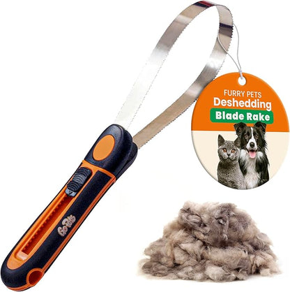 GoPets Deshedding Blade Rake, Adjustable Professional Dematting Grooming Tool, Stainless Steel Blades, Fur Removal Comb for Shedding, Comfortable Handle, Suitable for Cats &amp; Dogs