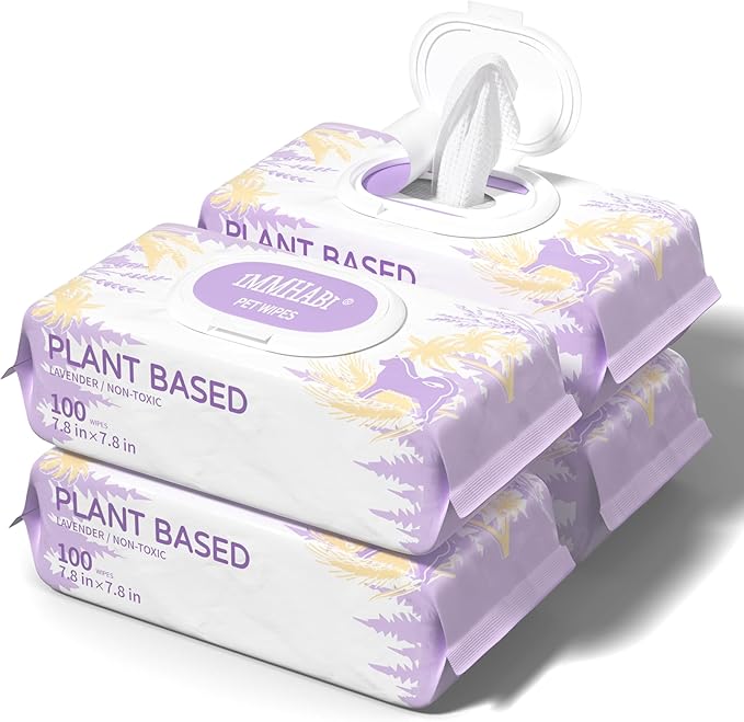400 PCS Dog Wipes for Paws and Butt Hypoallergenic Pets Cleansing &amp; Deodorizing Anal Gland Hygienic Puppy Wipes for Dogs Face and Body Wipes Cleaning Fur Doggie Wipes Doggy Wipes (Lavender)