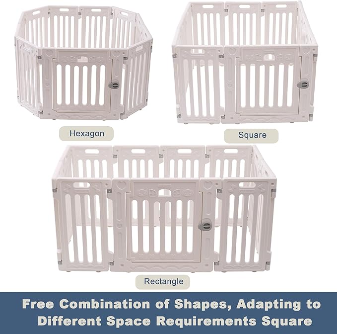 Dog Playpen with Door, DIY Shape Combination Puppy Pen,25.5" H 10-Panel Dog Fence,Non-Slip &amp; Secure Pet Gate, Easy to Assemble(Standard Room)