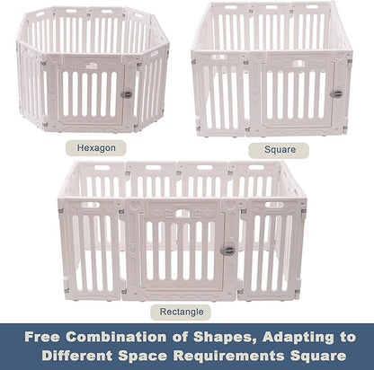 Dog Playpen with Door, DIY Shape Combination Puppy Pen,25.5" H 10-Panel Dog Fence,Non-Slip &amp; Secure Pet Gate, Easy to Assemble(Standard Room)