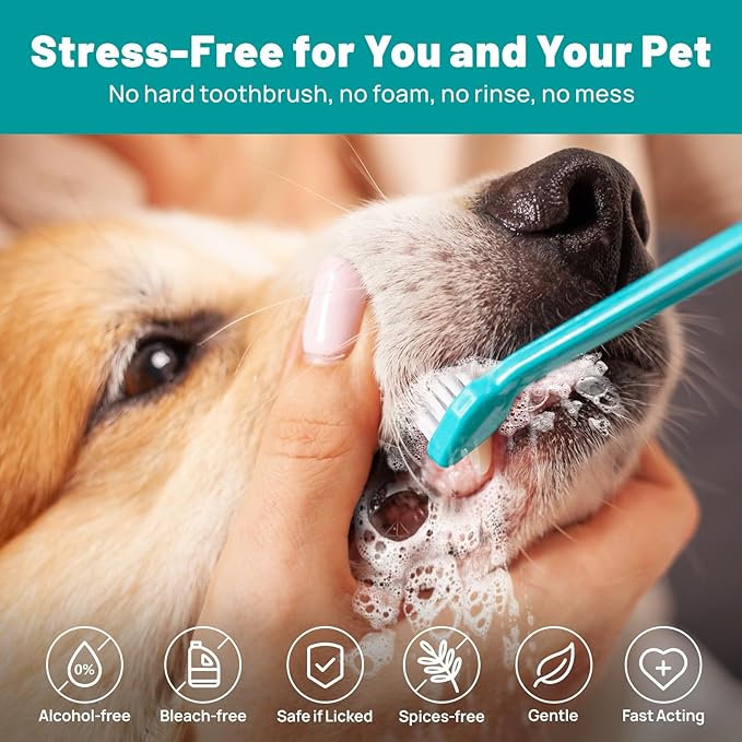 Dog Dental Care Finger Wipes - Teeth Cleaning Finger Wipes for Dog &amp; Cats - Tooth Brushing Kit Dental Wipes for Dog - Reduces Plaque &amp; Freshens Breath (50 PCS, Unscented)