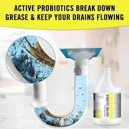 Multi-Purpose Probiotic Enzyme Cleaner, Made in USA - Pet Stain and Odor Remover - Concentrated - Professional &amp; Home Strength Drains, Floors, Bathrooms, Toilets Trash Can, (1 gallon, Citrus)