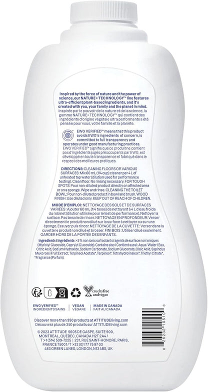 ATTITUDE Floor Cleaner, EWG Verified, Streak-Free, Vegan &amp; Plant-Based for Tile, Wood &amp; Laminate Floors, Citrus Zest Scent, 35.2 Fl Oz