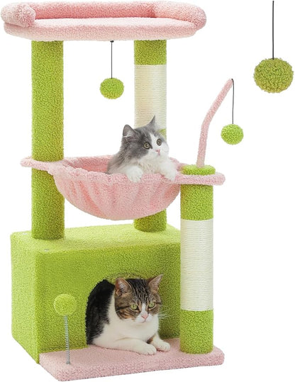 PEQULTI 4-in-1 Multi-Level Cat Tower, 33&