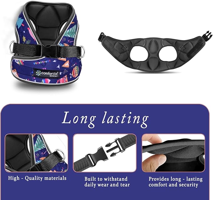 Comfort Fit Dog Harness No Pull with Adjustable Buckles Soft Padded Reflective Choke Step-in Pet Vest with Easy Control Handle for Small Medium Large Dogs &amp; Puppies for Walking Running Training