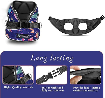 Comfort Fit Dog Harness No Pull with Adjustable Buckles Soft Padded Reflective Choke Step-in Pet Vest with Easy Control Handle for Small Medium Large Dogs &amp; Puppies for Walking Running Training