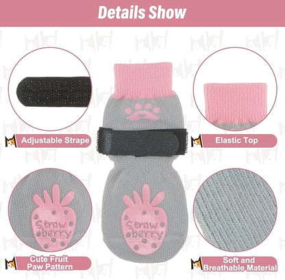 BEAUTYZOO Anti-Slip Dog Socks,Dog Shoes for Hot/Cold Pavement,Paw Protectors with Grips 3 Pairs for Puppy Small Medium Large Senior Old Dogs,Dog Socks to Prevent Licking and Hardwood Floor Protection