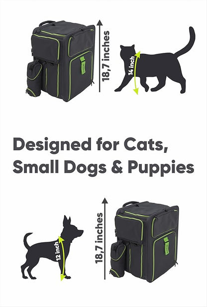 Cat Backpack Carrier &amp; Dog Car Seat for Small Pets Up to 25 lbs - Expandable Cat Carrier Backpack with Safety Leash and Breathable Mesh - Waterproof for Travel - 3 in 1