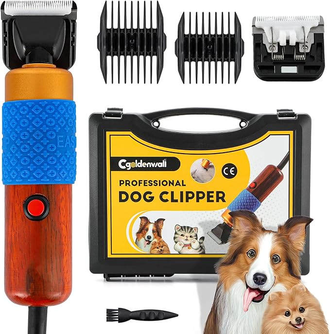 CGOLDENWALL Dog Hair Clipper for Grooming 200W Pet Clipper Kit with Spare Blade, Low Noise&amp;Vibration, Animal Grooming Trimmer for Cat Sheep Dog