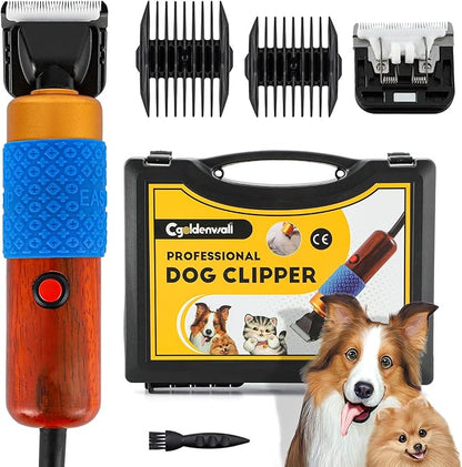CGOLDENWALL Dog Hair Clipper for Grooming 200W Pet Clipper Kit with Spare Blade, Low Noise&amp;Vibration, Animal Grooming Trimmer for Cat Sheep Dog