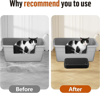 Cat Litter Box Ramp Mat with Filter Function, Cat Step Pedal Stool for Self-Cleaning Litter Box, Easy to Clean, Ideal for Kitten &amp; Elderly Cats (Black)