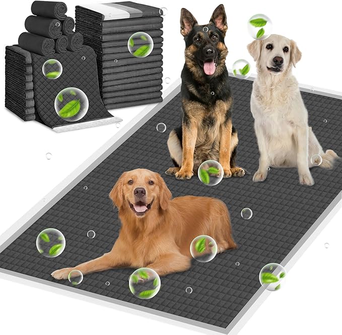 ELEGX 48"x36" Extra Large 40 Pcs Odor-Control Super Absorbency Charcoal Pee Pads for Dogs,Leak-Proof Pet Training Pee Pads,Thicken Disposable Potty Pads Puppy Training Pads for Cats Rabbits