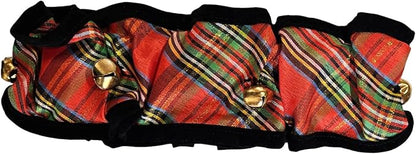 Huxley &amp; Kent Ruff Pet Scrunchy | Shiny Christmas Plaid (Extra-Small) | Festive Christmas/Holiday Neckwear for Dogs/Cats | Fun Stretchable Costume Accessory | Soft Collar with Bells