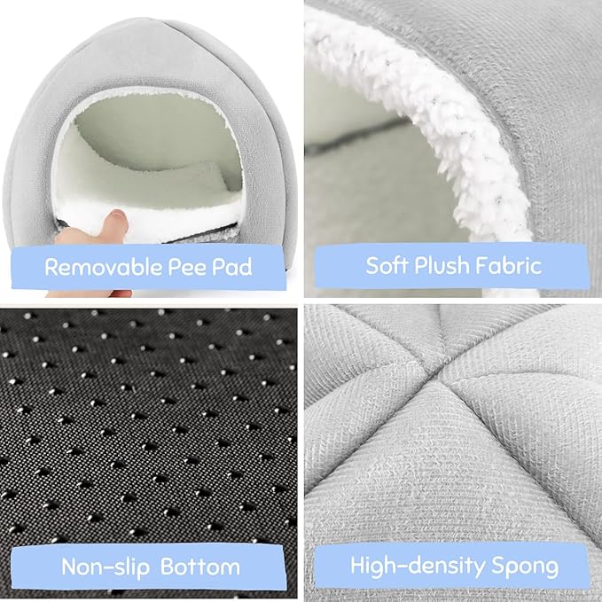 Guinea Pig Hideout and Tunnel Set, Soft Plush Bed &amp; Play Tunnel for Guinea Pigs, Rabbits, Ferrets, Small Animals - Washable Accessories for Resting, Hiding, Exercising