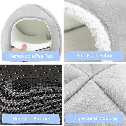 Guinea Pig Hideout and Tunnel Set, Soft Plush Bed &amp; Play Tunnel for Guinea Pigs, Rabbits, Ferrets, Small Animals - Washable Accessories for Resting, Hiding, Exercising