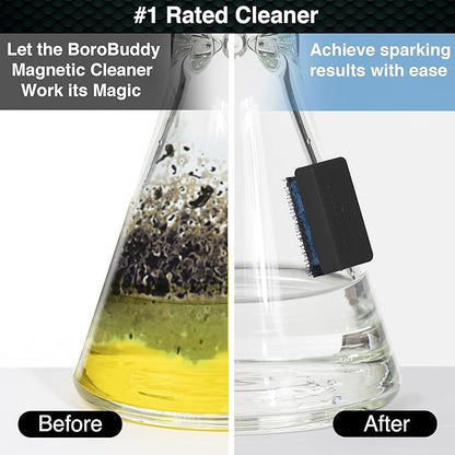 SNOWTREE Magnetic Glass Cleaner BoroBuddy | Glass Pieces, Bottles, Vases | Compact Design for Tighter Spaces &amp; Smaller Glass Pieces | Double Sided | Black