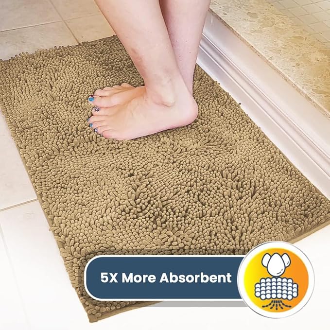 Muddy Mat® Pack of 3 Highly Absorbent Microfiber Dog Door Mat and Pet Rug, Non Slip Thick Washable Area Mat Soft Chenille for Kitchen Bathroom Bedroom and Outdoor - Beige Small, Medium &amp; Large