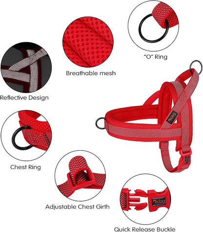Didog No Pull Dog Harness with Breathable Mesh Padded, Full Reflective &amp; Quick Fit Adjustable Vest Harness, Easy for Training Walking for Small &amp; Medium and Large Dogs (Red, S:Chest 18-22")