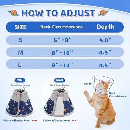 Cat Cone Collar Soft to Stop Licking, Adjustable, Foldable Lightweight Kitten Cones After Surgery Recovery for Cats &amp; Kittens, Cat Cone Alternative (Grey, S)