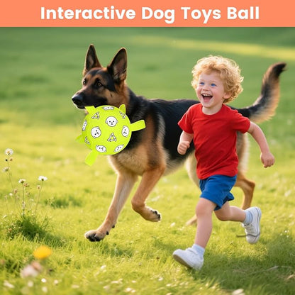 Dog Toys, Durable Dog Soccer Ball with Straps, Interactive Dog Toys, Water Fetch Ball for Tug of War, Puppy Toys for Indoor/Outdoor – Fun Dog Birthday Gift for Small &amp; Medium Dogs, 6 Inch