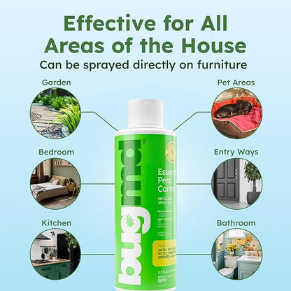 BugMD Ant Killer &amp; Bug Spray Concentrate - Indoor Cockroach and Roach Killer, Spider Spray for Home, Fly and Insect Defense, Essential Oils, Plant-Powered, Eco-Friendly Pest Control - 3.7 Oz