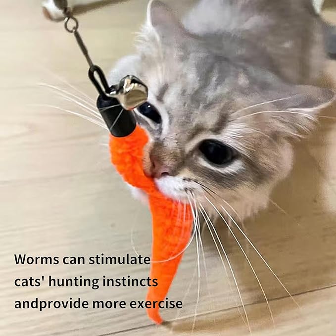 Cat Wand Toy Set, 11 Pcs Including Worm &amp; Snake Refills, Wand Replacement Rope, for Bored Indoor Adult Cats &amp; Kittens