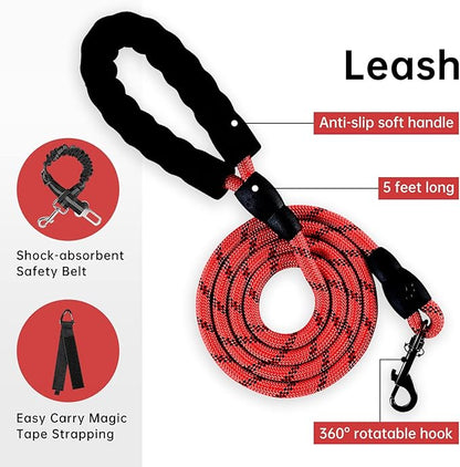 IVY&amp;LANE No Pull Dog Harness with Leash Set, Reflective No Choke Pet Vest,Adjustable Oxford Dog Vest Harness with Easy Control Handle for Medium Lagre Dogs (Checkered Red,M)