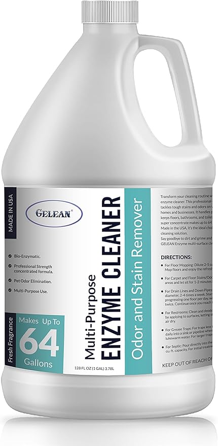 Multi-Purpose Probiotic Enzyme Cleaner, Made in USA - Pet Stain and Odor Remover - Concentrated - Professional &amp; Home Strength Drains, Floors, Bathrooms, Toilets Trash Can, (1 gallon, Fresh fragrance)