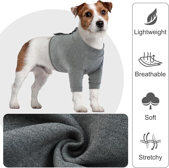 IDOMIK Dog Recovery Suit, Dog Surgery Recovery Suit Front Legs, Comfy Joint Leg Sleeves After Surgery, Elbow Braces Protector for Leg Injuries &amp; Joint Pain, Cone Collar Alternatives,Grey,S