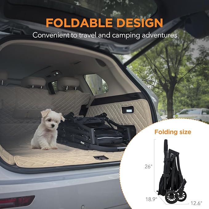 Pet Stroller for Small Dogs – No-Zip Deep Seat, Lightweight Compact Dog Stroller for Small Dogs &amp; Cats with Reflective Trim Storage Basket Soft Waterproof Pad,Foldable Universal Coche para Perro