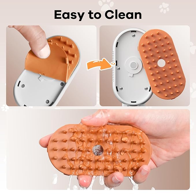 Cat Steam Brush for Shedding, 4 in 1 Rechargeable Steam Brush for Cats and Dogs, Anti-Static, Massage, Cleaning, Shedding &amp; Combing All In One!