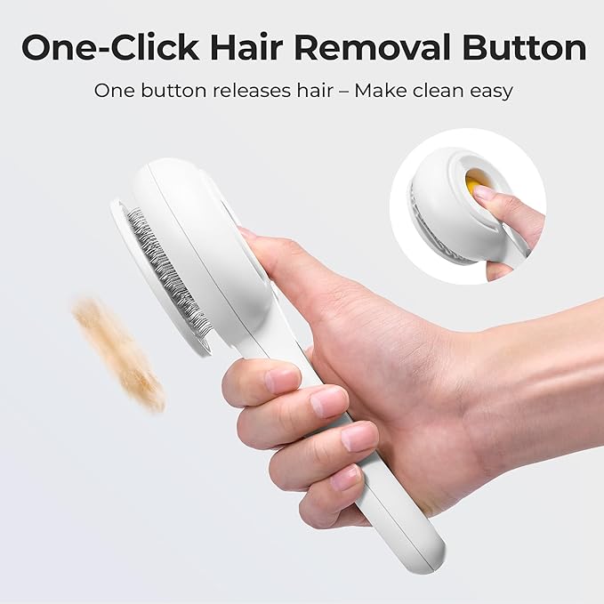 Self Cleaning Slicker Cat Brush - Skin Friendly Shedding Grooming Tool for Dogs &amp; Cats, Pet Supplies Accessories, Deshedding Comb for Short Long Haired Kittens, Massage Function to Removes Loose Fur