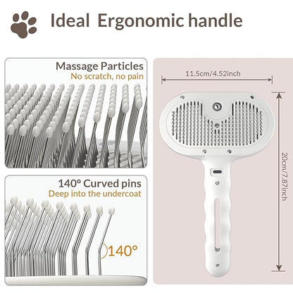 Pet Steam Brush, Self Cleaning Brush with Mist Spray, Deshedding Tool for Dogs &amp; Cats, Pet Hair, Tangle-Free Grooming Brush for Long/Short Haired Pets