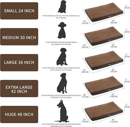 EMPSIGN Dog Bed Mat 35 Inch Reversible Warm &amp; Cool,Washable Dog Crate Bed with Egg Crate Foam Support, Pet Sleeping Mat for Large Medium Small Dogs, Fluffy Kennel Pad(Brown)