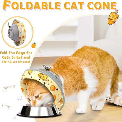 Cat Cone Collar Soft to Stop Licking, Adjustable, Foldable Lightweight Kitten Cones After Surgery Recovery for Cats &amp; Kittens, Cat Cone Alternative (Orange, L)