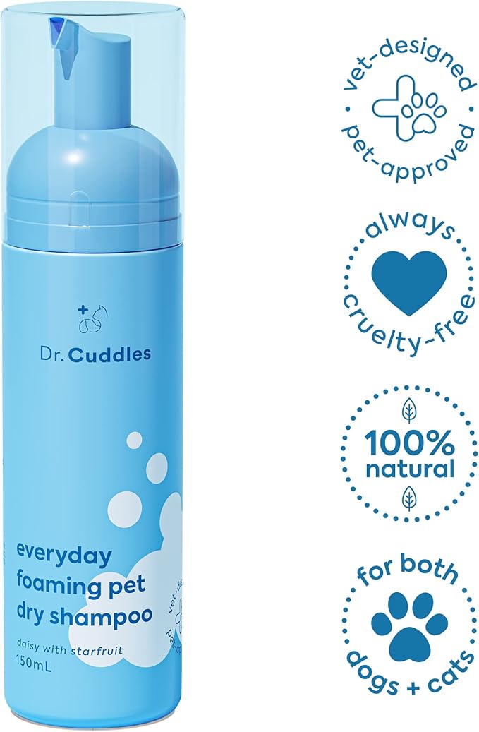 Foaming Dog Dry Shampoo, Waterless Dog Shampoo No Rinse - Waterless Cat Shampoo, Natural Botanicals &amp; Deodorant for Fresh Smelling Fur on Dogs &amp; Cats, Vet Formulated, Cleans &amp; Conditions, Summer Pawty