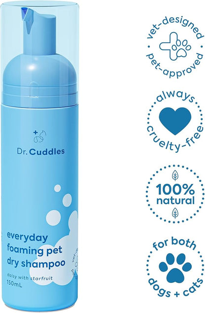 Foaming Dog Dry Shampoo, Waterless Dog Shampoo No Rinse - Waterless Cat Shampoo, Natural Botanicals &amp; Deodorant for Fresh Smelling Fur on Dogs &amp; Cats, Vet Formulated, Cleans &amp; Conditions, Summer Pawty