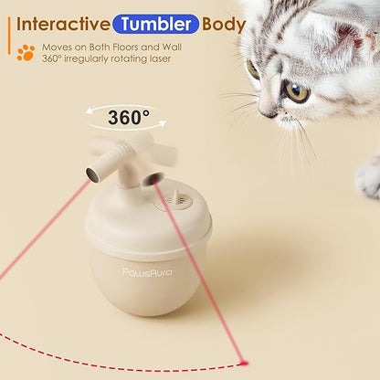 Automatic Laser Cat Interactive Toy, Self-Balancing 360° Auto-Spin Laser Pointer with Catnip Hole, Triple-Sensory – Kitten Sight, Smell &amp; Touch, Boredom Relief Toy for Indoor Adult Cat (white)