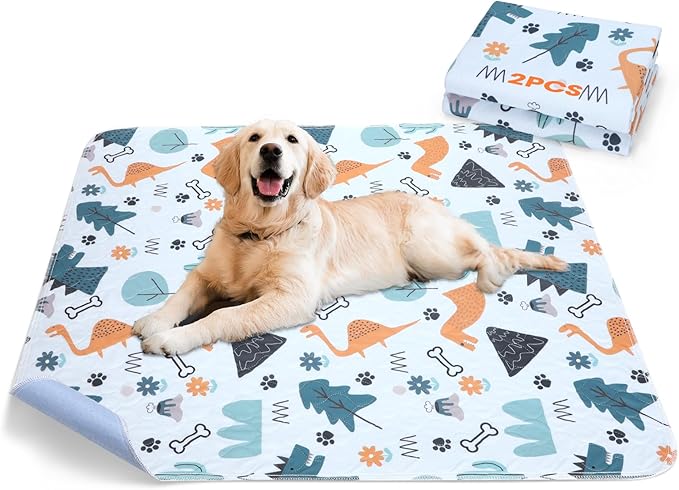 Washable Pee Pads for Dogs, 2 Pack Large 36"x41" Super Absorbent Reusable Training Pads, 100% Waterproof Non-Slip, Whelping &amp; Playpen Indoor Dog Cage Pads Pet Mat Dog Supplies