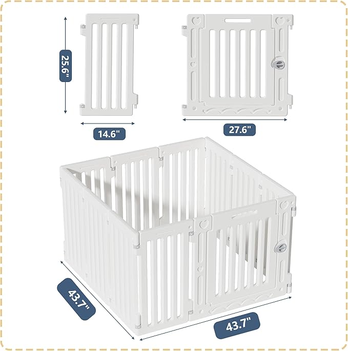 Dog Playpen with Door, DIY Shape Combination Puppy Pen,25.5" H 10-Panel Dog Fence,Non-Slip &amp; Secure Pet Gate, Easy to Assemble