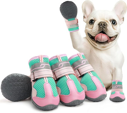 Dog Shoes for Large Dogs, Anti-Slip Dog Boots for Winter Snow, Hot Pavement, Dog Booties &amp; Paw Protectors Pink Size 8