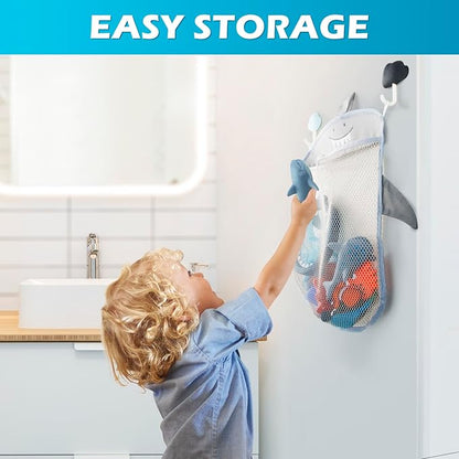 No Hole Mold Free Bath Toys for Toddlers 1-3, Water Toys for 6-12 Months Infants with Storage Bag, Baby Shark Toys for Pool, Bathtub, Beach, Shower, Tub, Kids Boys Girls Gifts