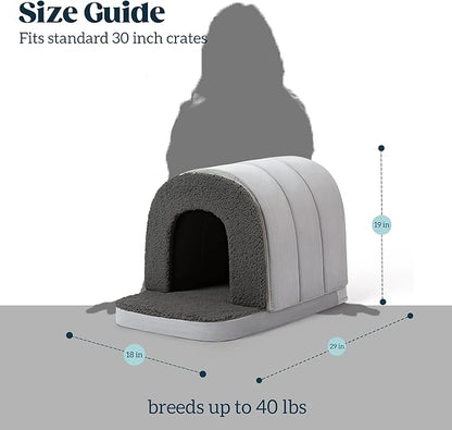 Orthopedic Dog Bed House - Dog House Indoor with Egg-Crate Foam - Tent Bed with Waterproof Lining &amp; Nonskid Bottom, Ideal for Medium Breeds &amp; Fits 30-Inch Crate - 29"x18", Charcoal
