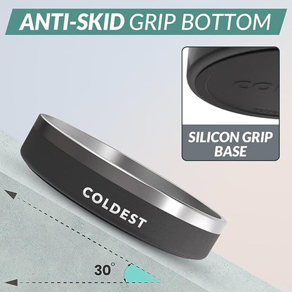 Coldest Dog Bowl - Anti Rust Metal, Non Slip, 3 Layers Insulated Stainless Steel Dog Bowls - Spill Proof &amp; Heavy Duty - Water Bowl for Dogs, Cats &amp; Pets, Dish Washer Safe (21 oz, Stealth Black)